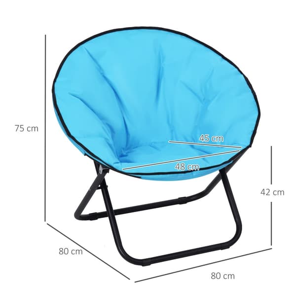 Campingstol Sammenleggbar Polstret Metall Oxford Stoff Blå 80X80X75Cm