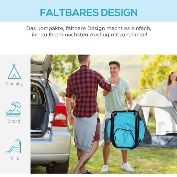 Campingstol Sammenleggbar Polstret Metall Oxford Stoff Blå 80X80X75Cm