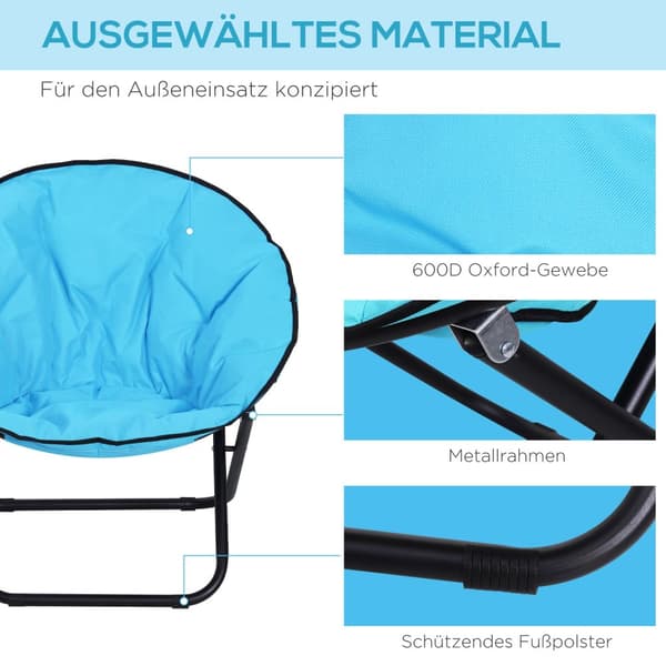 Campingstol Sammenleggbar Polstret Metall Oxford Stoff Blå 80X80X75Cm