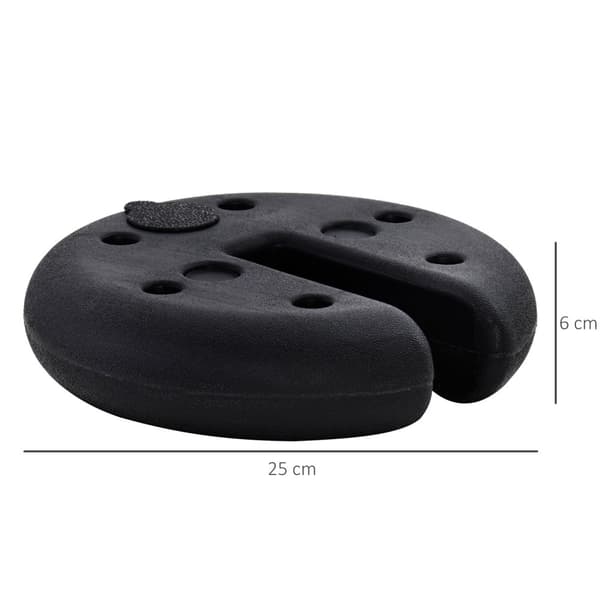 Vekt Til Partytelt, Paviljongvekt Kan Fylles Opp Til 5 Kg, Hdpe Plast, Sort, Ø25X6Cm