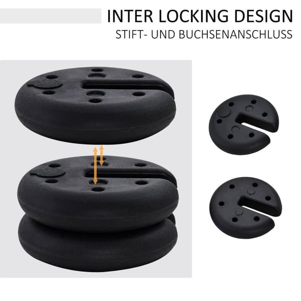 Vekt Til Partytelt, Paviljongvekt Kan Fylles Opp Til 5 Kg, Hdpe Plast, Sort, Ø25X6Cm