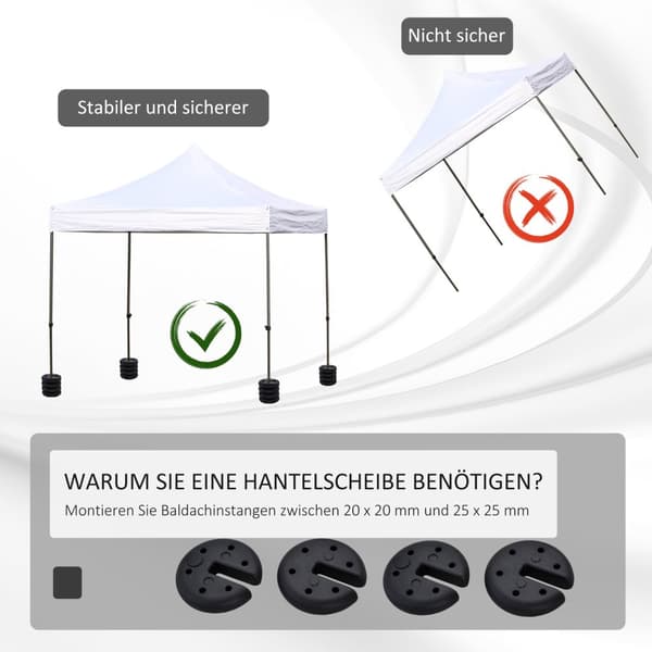Vekt Til Partytelt, Paviljongvekt Kan Fylles Opp Til 5 Kg, Hdpe Plast, Sort, Ø25X6Cm