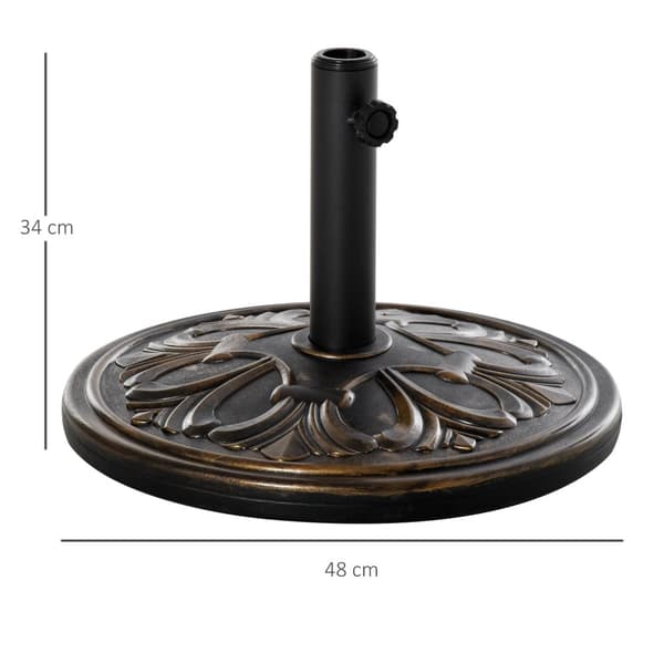 Parasollstativ Paraplystativ Paraplyholder Paraplybase 13 Kg Stativ Paraply Ø35/Ø38/Ø48Mm Plast + Sement Antikk Bronse Ø48 X 34 Cm
