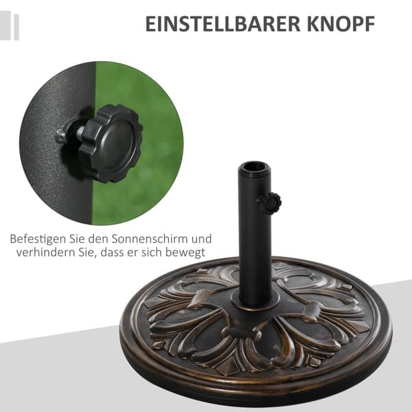 Parasollstativ Paraplystativ Paraplyholder Paraplybase 13 Kg Stativ Paraply Ø35/Ø38/Ø48Mm Plast + Sement Antikk Bronse Ø48 X 34 Cm