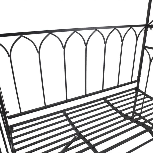 Rosebue Med Benk, Rosebenk, Arborbenk, Filosofbenk, Espalier, Hagebenk, Metall, Svart, 115 X 50 X 203 Cm