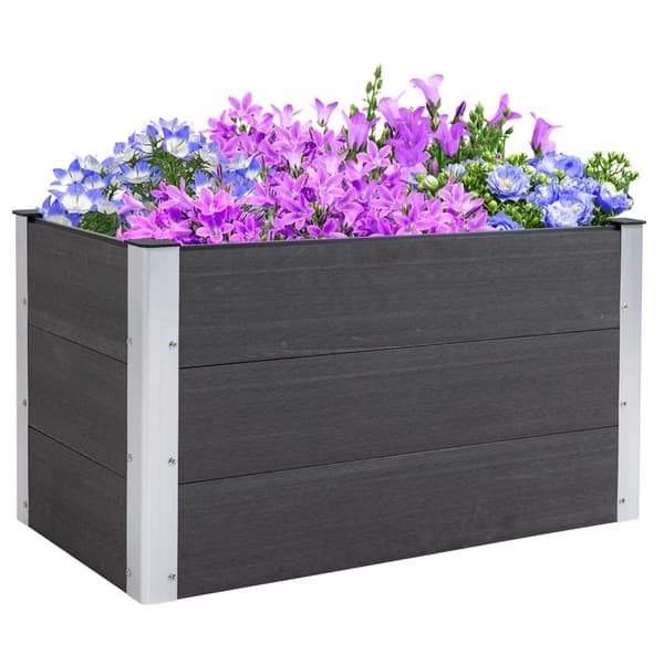 Højbed Vejrbestandig Plantekasse Af Wpc + Aluminium, Uden Bund, Grå, 100X50X50Cm