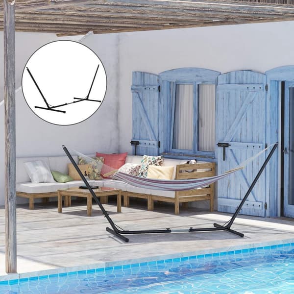 Hammock Frame Justerbar Hängmatta Stativ För Trädgård & Strand, Metall, Upp Till 120Kg, (308-380)X108X120Cm