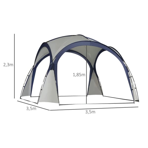 Campingtelt Hagetelt Telt Partytelt Solbeskyttelse Værbestandig Glassfiberstang + Polyester Kremhvit + Blå 3,5 X 3,5 X 2,3 M