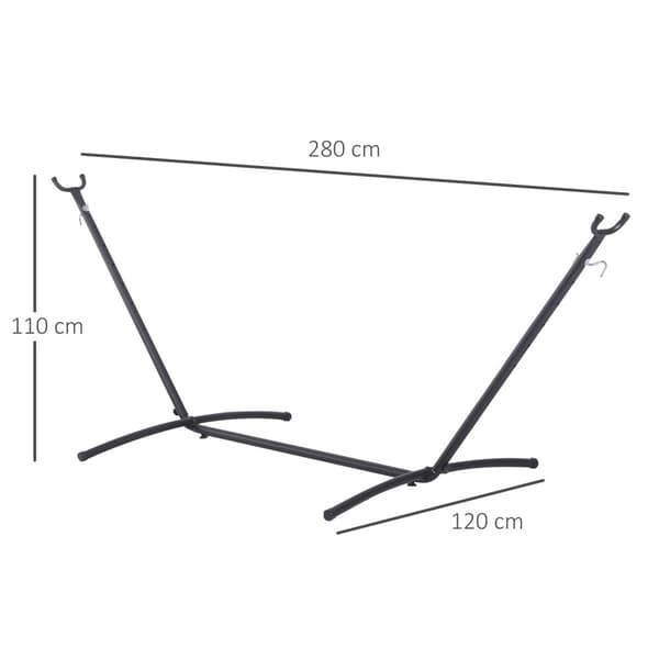 Hengekøye Ramme For Hengekøye Hengekøye Stativ Med Kroker Hage Strand Metall 280 X 120 X 110 Cm Opp Til 120 Kg