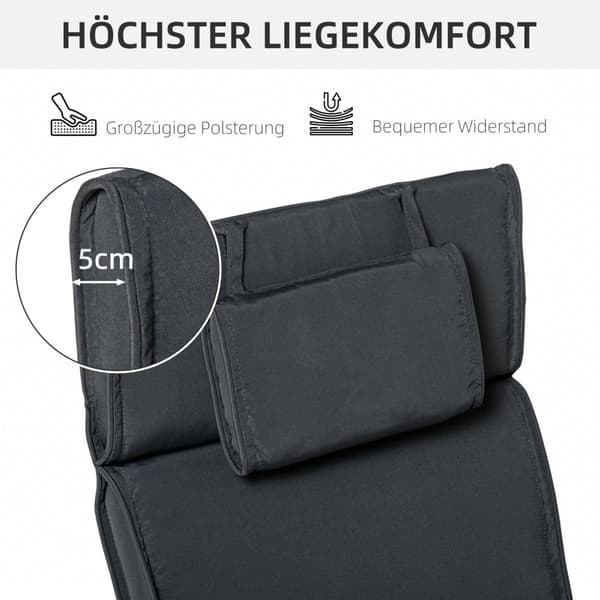 Liggestol Pude Liggestol Pude Have Liggestol Med Aftageligt Pudebetræk Polyester + Bomuldsfiber Grå 198 X 53 X 5 Cm