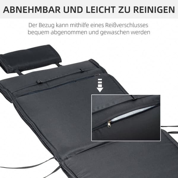 Liggestol Pude Liggestol Pude Have Liggestol Med Aftageligt Pudebetræk Polyester + Bomuldsfiber Grå 198 X 53 X 5 Cm