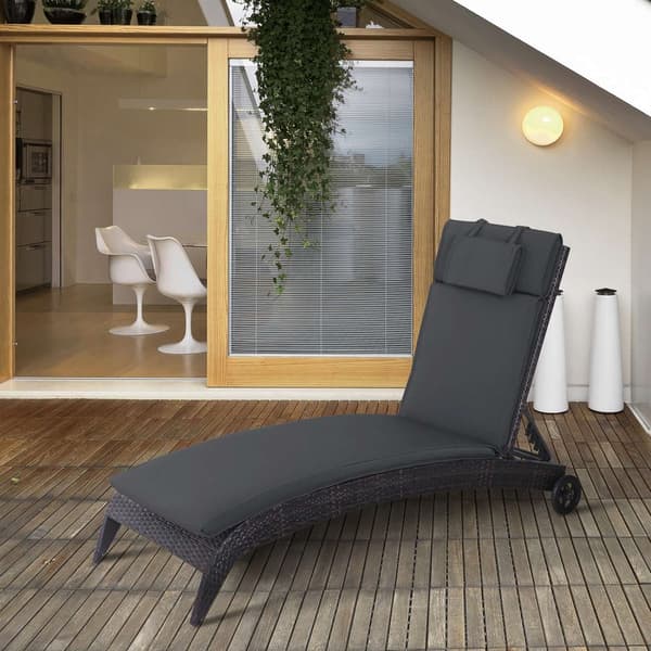 Liggestol Pude Liggestol Pude Have Liggestol Med Aftageligt Pudebetræk Polyester + Bomuldsfiber Grå 198 X 53 X 5 Cm