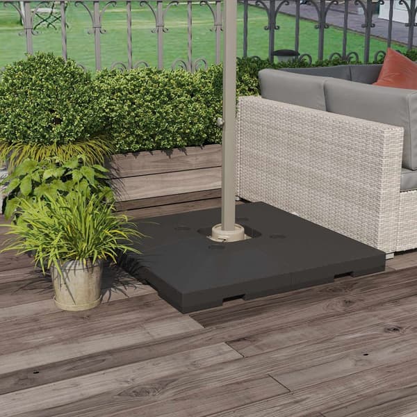 4 X Parasollvikt Parasollställ Kan Fyllas Med Sandvatten Hdpe Plast Svart Mått Per Element 51 X 51 X 12 Cm Upp Till 130 Kg
