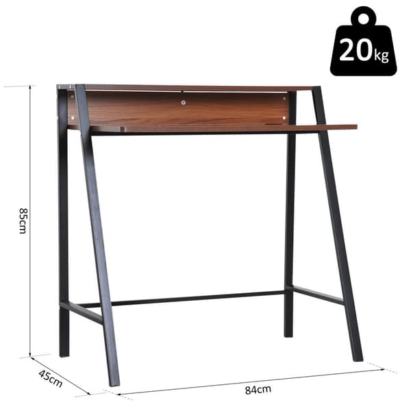 Skrivebordsdatabord Med Oppbevaringsrom Og Kabelgjennomgang, Metall Valnøtt, 84X45X85Cm, Ideelt For Hjemmekontor