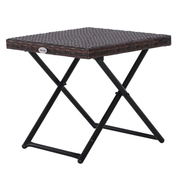 Hagebord Sidebord Blomsterstativ Hagemøbler Sammenleggbar Bord Polyrattan + Metall Brun 40 X 40 X 40 Cm