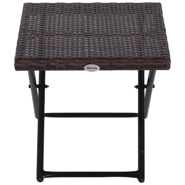 Hagebord Sidebord Blomsterstativ Hagemøbler Sammenleggbar Bord Polyrattan + Metall Brun 40 X 40 X 40 Cm