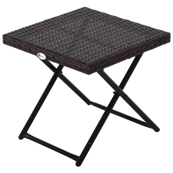 Hagebord Sidebord Blomsterstativ Hagemøbler Sammenleggbar Bord Polyrattan + Metall Brun 40 X 40 X 40 Cm