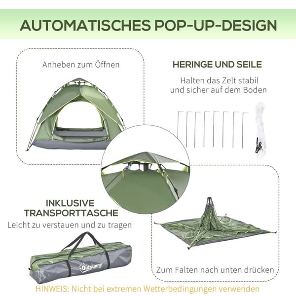 Campingtelt Dobbelttelt Utetelt For 2 Voksne + 1 Barn, 4 Sesonger, Vanntett, 210X210X140Cm