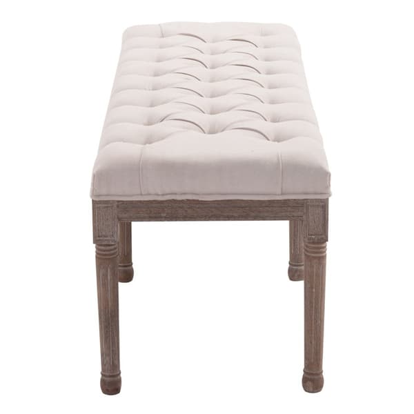 Polstret Benk Lounge Krakk, Vintage Retro Med Knapper, Lin + Tre, Beige, 142X47X51Cm