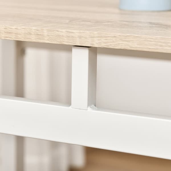 Spisegruppe 5-Delt Spisebordsett Med Trekorn Mdf + Metall, Grå + Hvit, 1 Bord + 4 Stoler