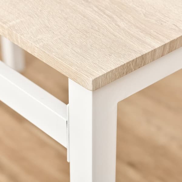 Spisegruppe 5-Delt Spisebordsett Med Trekorn Mdf + Metall, Grå + Hvit, 1 Bord + 4 Stoler