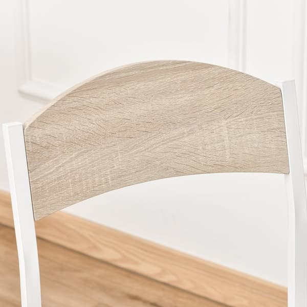 Spisegruppe 5-Delt Spisebordsett Med Trekorn Mdf + Metall, Grå + Hvit, 1 Bord + 4 Stoler