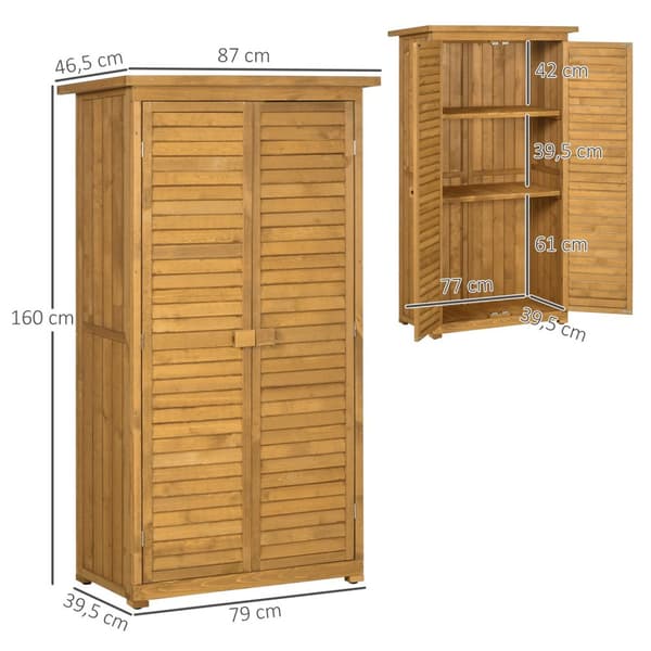 Hageskap Redskapsbod I Tre Redskapsskap Redskapsskap Hageskur Trehytte Pent Tak Lamelldører Grantre 87 X 46,5 X 160 Cm