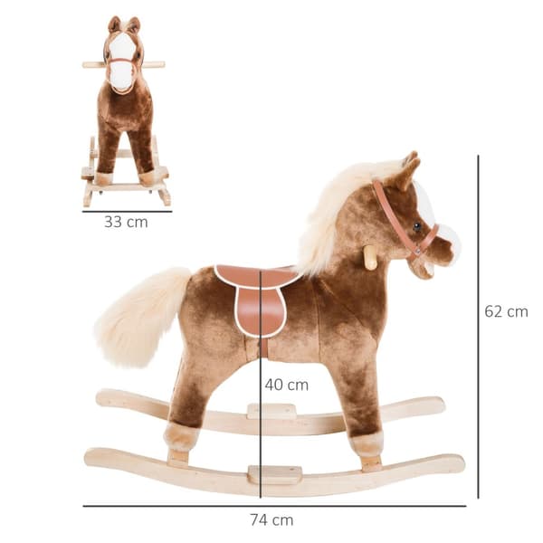 Pehmo Keinuhevonen Ruskea Keinueläinlelu Lasten L74Xl33Xk62Cm