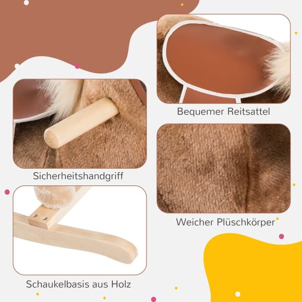 Pehmo Keinuhevonen Ruskea Keinueläinlelu Lasten L74Xl33Xk62Cm