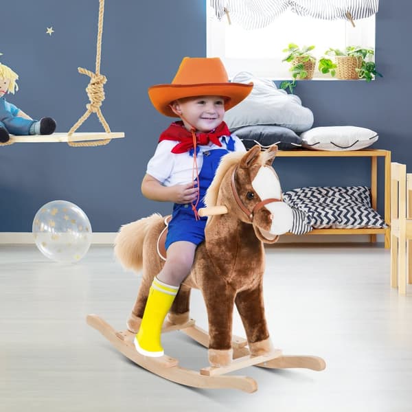 Pehmo Keinuhevonen Ruskea Keinueläinlelu Lasten L74Xl33Xk62Cm