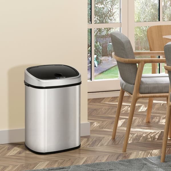 Skraldespand 48L Automatisk Køkkenaffaldsspand Med Infrarød Sensor, Hygiejnisk, Rustfrit Stål, Sølv, L40,5Xb29,5Xh68 Cm