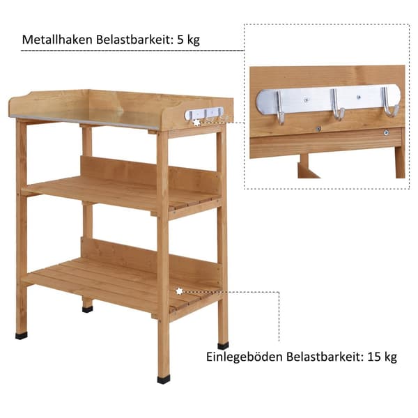 Plantebord Havebord Lavet Af Træ Og Metal, Robust Og Holdbart, Til Havearbejde