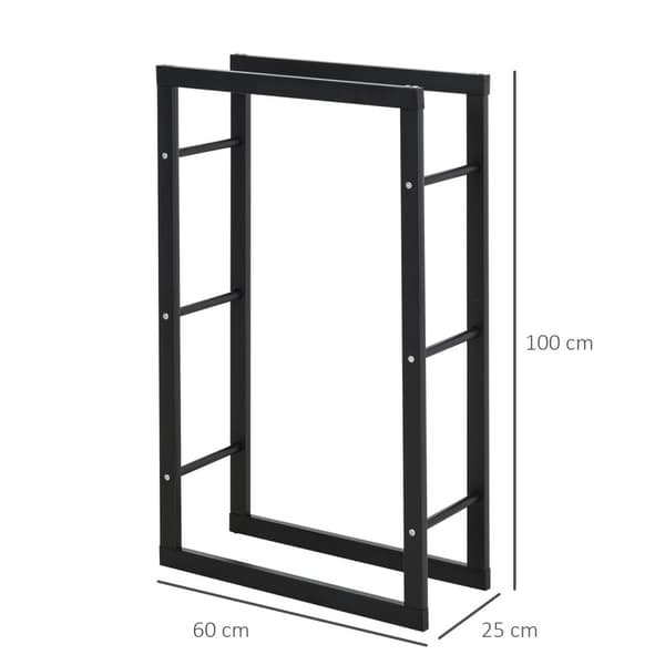 Vedstativ Vedstativ Vedstativ Vedstativ Vedholder 100Kg Stål Svart L60 X B25 X H100 Cm