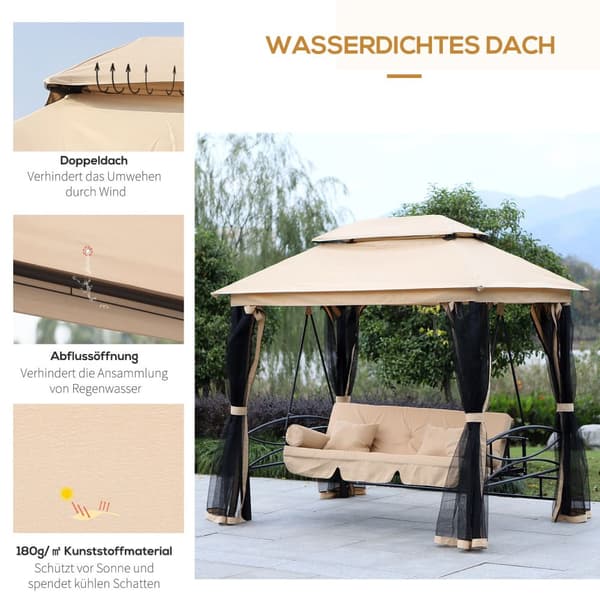 Hollywood Huskehage Med Sidevegger 3-Seter Beige 256 X 172 X 248 Cm