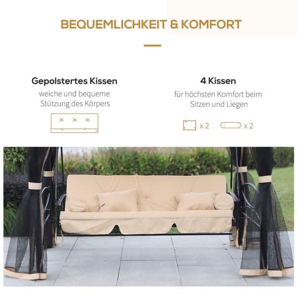 Hollywood Huskehage Med Sidevegger 3-Seter Beige 256 X 172 X 248 Cm