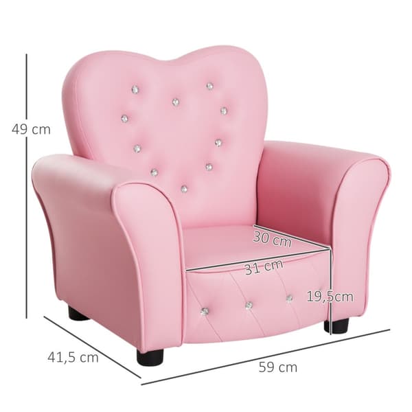 Lasten Sohva Princess Sydämenmuotoinen Lasten Nojatuoli Pinkki, Viihtyisä Lastenhuoneen Sohva, L59Xl41.5Xk49Cm