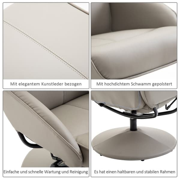 Avslapningsstol Tv-Stol Lenestol 360° Roterbar Med Fotstøtte Grå L78 × B71 × H101 Cm