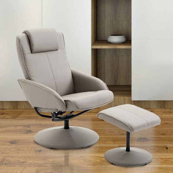 Avslapningsstol Tv-Stol Lenestol 360° Roterbar Med Fotstøtte Grå L78 × B71 × H101 Cm