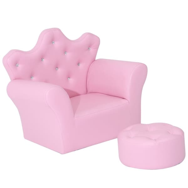Tyttöjen Nojatuoli Pehmeä Sohva Crystal Buttons Jakkara Pinkki Mukava 3-Vuotiaasta Alkaen 58X40,5X49Cm