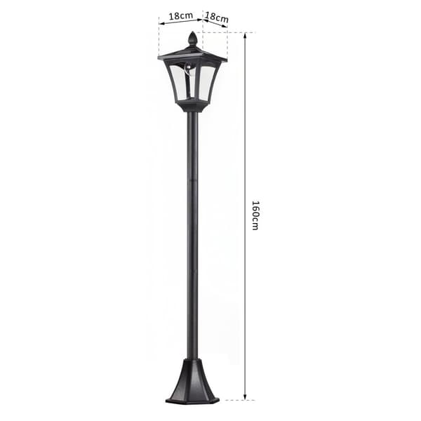 Solar Hage Lanterne Bane Lys Med Led 40 Lumen Svart 18 X 18 X 160Cm