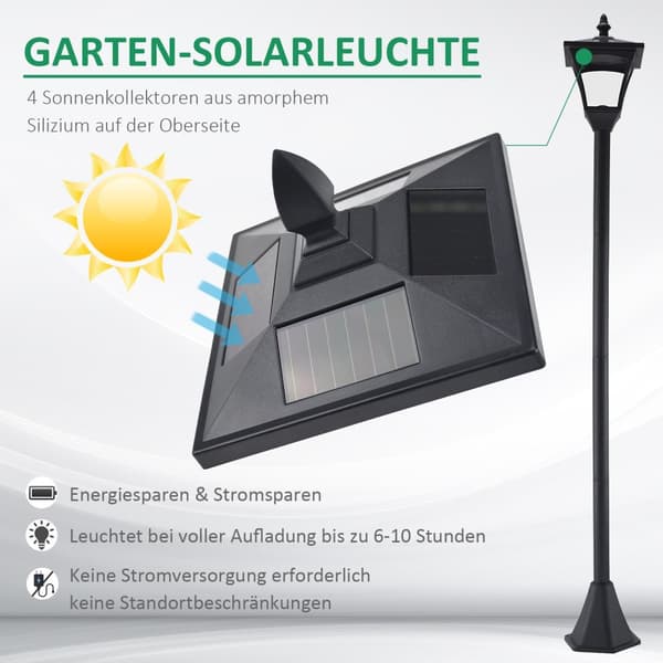 Solar Hage Lanterne Bane Lys Med Led 40 Lumen Svart 18 X 18 X 160Cm