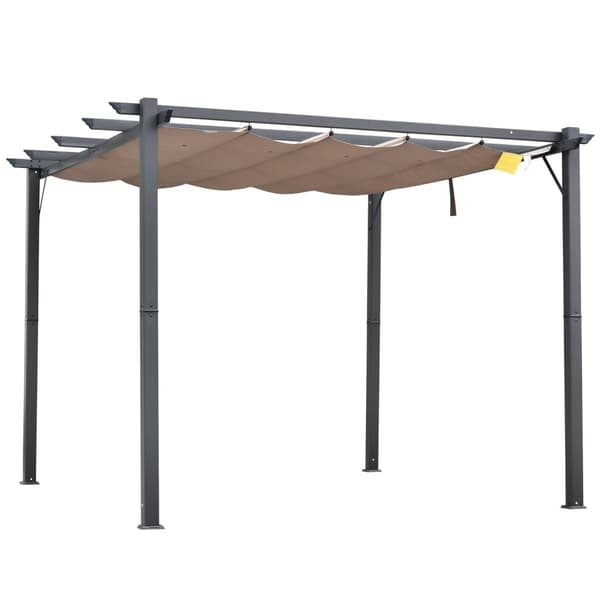 Pergola Pavillon Terrasse Baldakin Med Skydetag Have Aluminium Koksgrå + Kaffe Brun 3X3X2,23 M