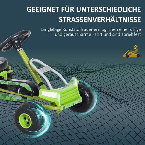 Barnas Gokart Pedalbil Barnekjøretøy Med Justerbar Setepedalbil Med Håndbrems Fra 3 År Grønn 95 X 66,5 X 57Cm