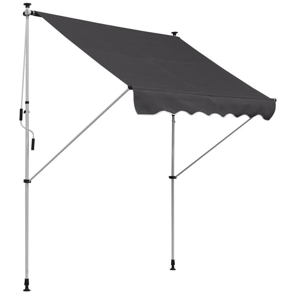 Markise, Foldearmsmarkise, Højdejusterbar Spændemarkise, 200X150Cm, Grå, Aluminium
