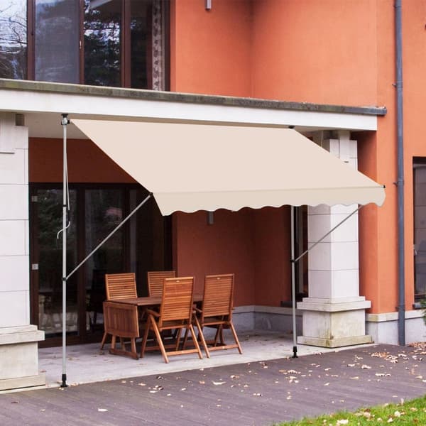Markiisin Taittuva Varsi Markiisin Kiinnike Markiisin Korkeus Säädettävä Aurinkosuoja Taittuva Varsi Käsikampi Parveke Alumiini Beige 300 X 150Cm