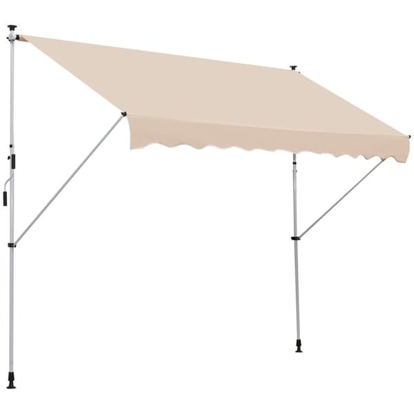 Markiisin Taittuva Varsi Markiisin Kiinnike Markiisin Korkeus Säädettävä Aurinkosuoja Taittuva Varsi Käsikampi Parveke Alumiini Beige 300 X 150Cm