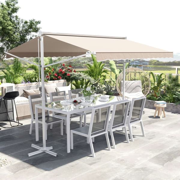 Aurinkoinen Seisova Markiisi Puutarha Markiisi Taitettavalla Varrella Kammella Patio Beige 3X3M