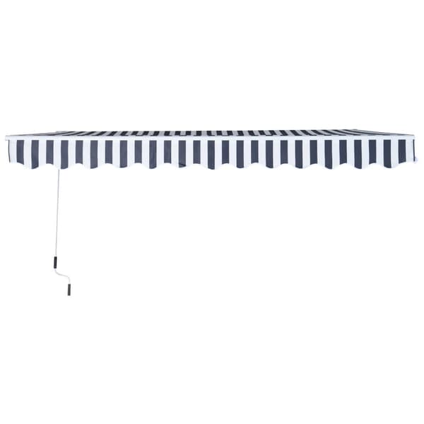 Markis, Vikarmsmarkis Med Handvev, Solskydd, 3,5 X 2,5 M, Grå+Vit, Aluminium Polyester