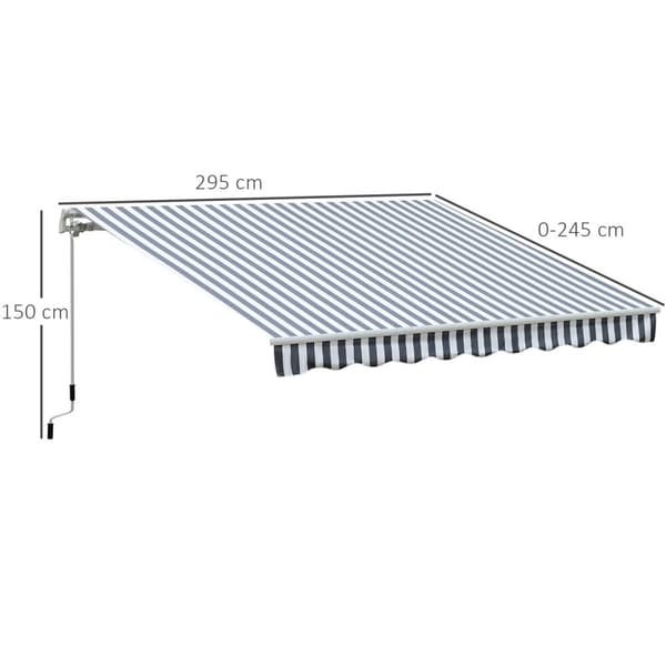 Markise Foldearm Markise Solafskærmning Håndsving Balkon Aluminium Grå Hvid 2,95 X 2,45 M