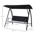 Miniatyrbilde 4 av 10: Hollywood Swing 3-Seters Hage Huske Med Tak Laget Av Polyrattan + Metall, Svart, 198 X 124 X 179 Cm
